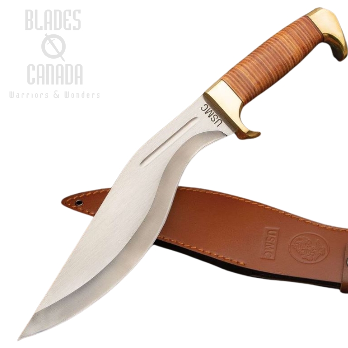 UC USMC Kukri Machete, Leather Handle, Leather Sheath, UC3329